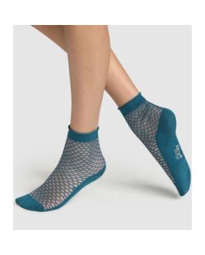 Socquette Dim Femme fine coton et maille Bleu cobalt