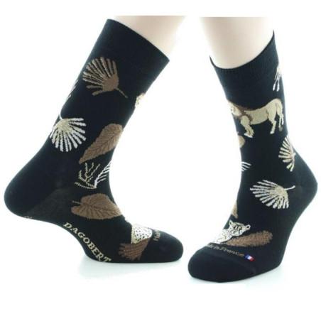 chaussettes Dagobert coton bio savane et félin