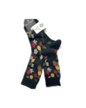 Chaussettes Dagobert à l'envers en coton Bio Ananas fleuri