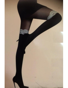 Collant cuissarde jarretière dentelle blanche