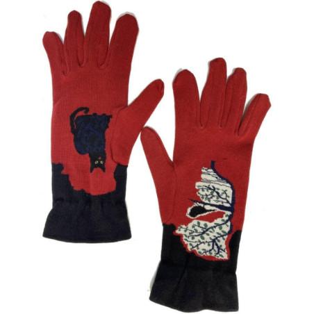 Gants Berthe aux grands Pieds Chats et oiseau Perché