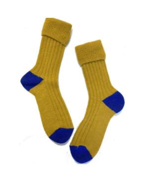 chaussettes Ocre BErthe aux grands Pieds Laine à cotes LAine mohair