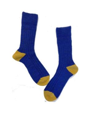  Chaussettes Laine Mohair Cotes Berthe aux grands Pieds bleu roi hiver