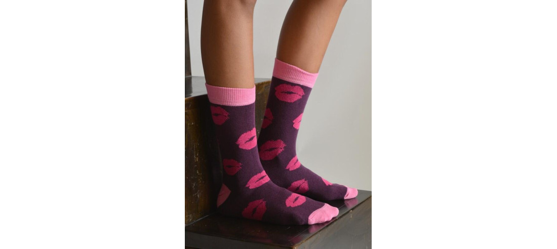 Chaussettes coton bisoux pourpre rose