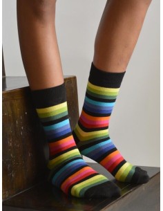 Chaussettes multi-rayures multicolore