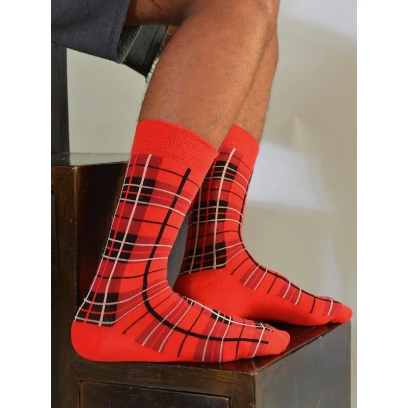 chaussettes ecossais rouge unisex