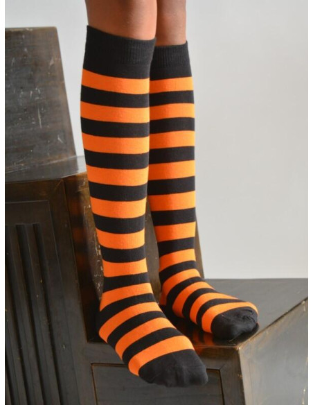 Mi bas rayures bicolores oranfge et noires