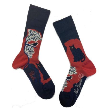 Chaussettes Berthe aux grands pieds Femme Chat  et oiseau Perché