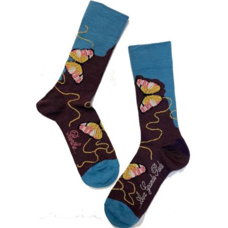 Chaussettes Berthe aux grands pieds Femme laine envol de papillons