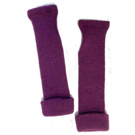 Mitaines Berthe Aux grands Pieds cote en laine Prune