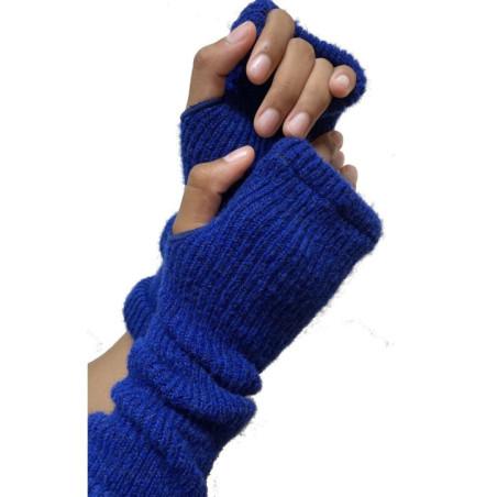 Mitaines Berthe aux grands Pieds Laine Mohair Bleu
