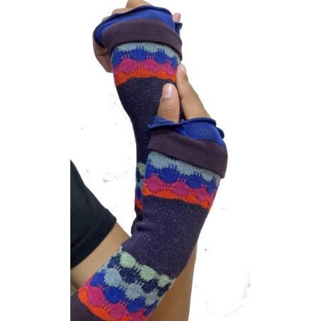 Mitaines Coton Berthe aux Grands Pieds Tuiles catalanes violette marine