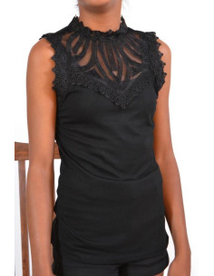 Top Brodé Baroque noir