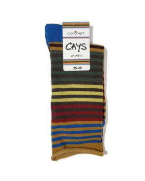 Chaussettes Cronert Sans compression Multi Rayures kaki jaune