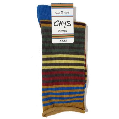 Chaussettes Cronert Sans compression Multi Rayures kaki jaune