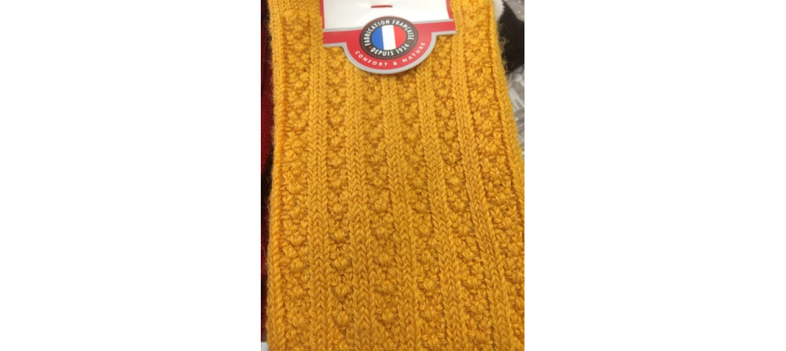 Mi bas laine Torsadée Labonal moutarde