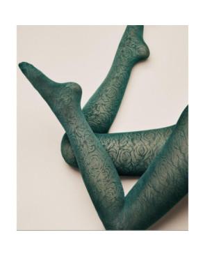 Collant Kunert Opaque Effet Jolies Roses vert profond