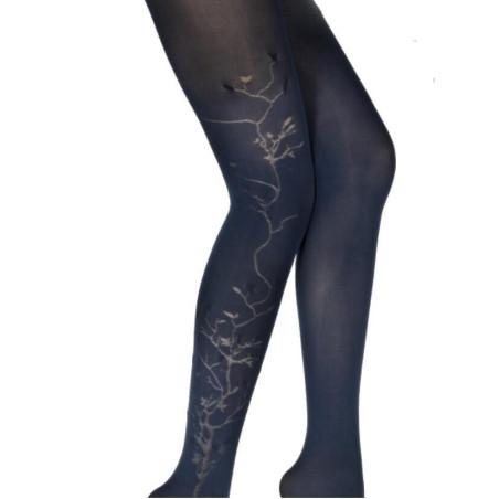 Collant Berthe Aux Grands Pieds Arbres et oiseaux marine