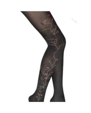 Collant Berthe aux Grands Pieds Arbre oiseaux fleurs rouges