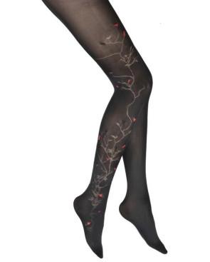 Collant Berthe aux Grands Pieds Arbre oiseaux fleurs rouges