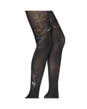 Collant Berthe aux Grands Pieds Arbre oiseaux fleurs Bleues