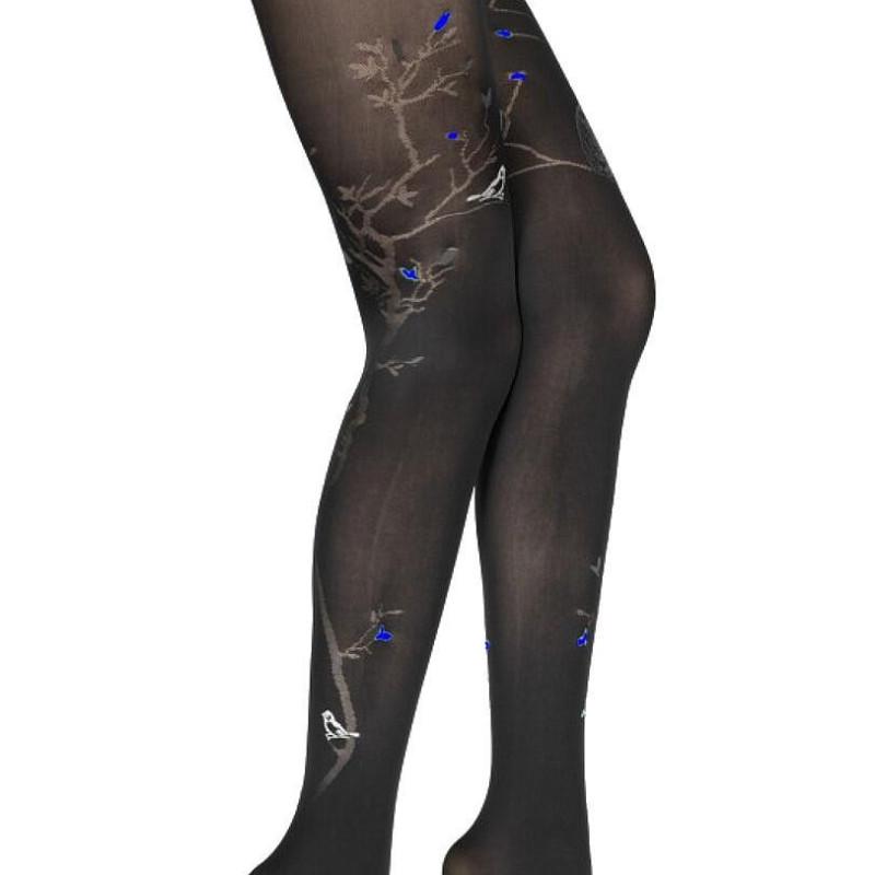 Collant Berthe aux Grands Pieds Arbre oiseaux fleurs Bleues