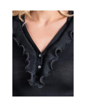 Chemise Moretta Laine et soie Col V Strass voilette
