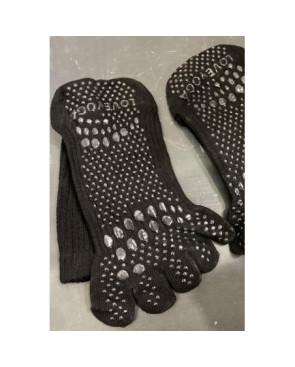 Chaussettes 5 Doigts cotes Noires love Yoga