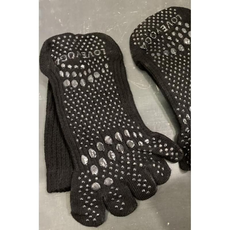 Chaussettes 5 Doigts cotes Noires love Yoga