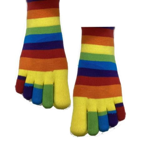 Chaussettes-5-Doigts-Rayures-Multi-coton