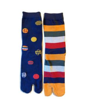 Chaussettes Japonaises Pois et rayures asymétriques délire