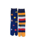 Chaussettes Japonaises Pois et rayures asymétriques