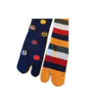 Chaussettes Japonaises Pois et rayures asymétriques