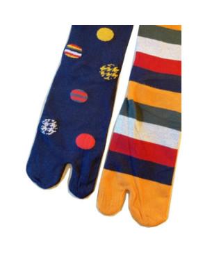  Chaussettes Japonaises Pois et rayures asymétriques ludiques et délires
