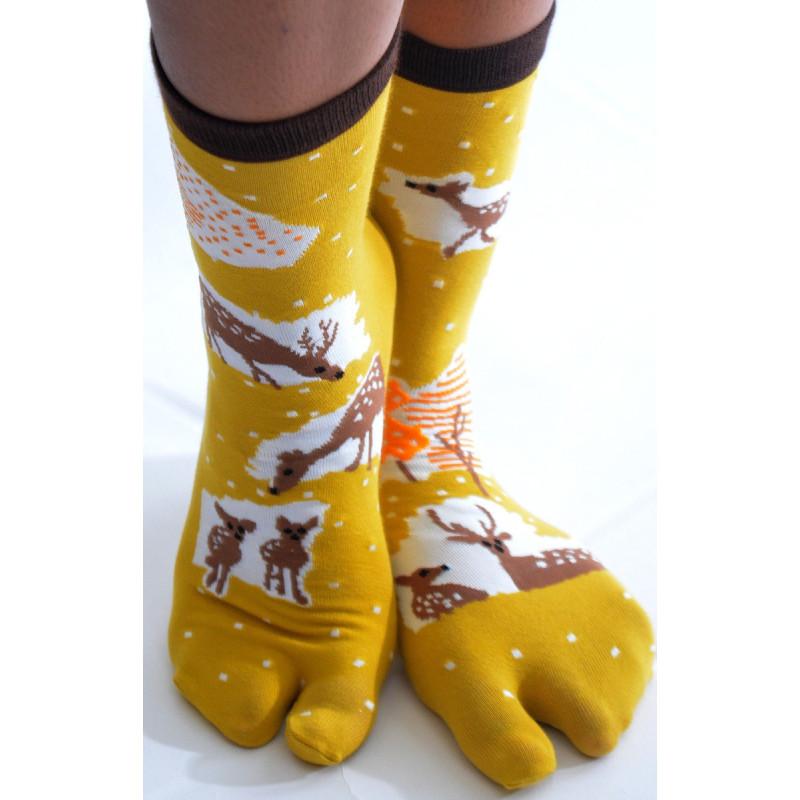 Chaussettes Japonaises coton Biche et Faon