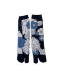 Chaussettes Japonaises coton bleu Fleurs de lotus