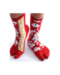Chaussettes Japonaises bordeaux arbre fleurs blanches