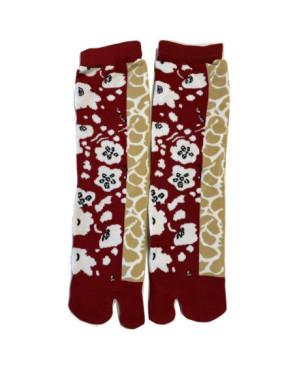  Chaussettes Japonaises bordeaux arbre fleurs blanches