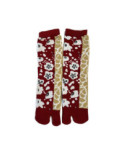 Chaussettes Japonaises bordeaux arbre fleurs blanches