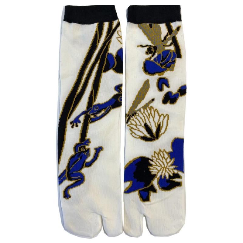 Chaussettes Japonaises Grenouilles et Libellules Bleues