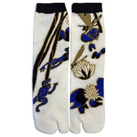 Chaussettes Japonaises Grenouilles et Libellules Bleues