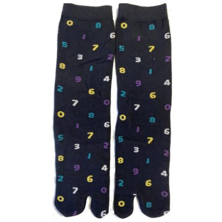 Chaussettes Japonaises Noires Chiffres ludiques