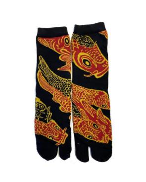 Chaussettes Japonaises noires carpes Koi