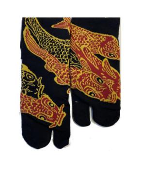 Chaussettes Japonaises noires carpes Koi