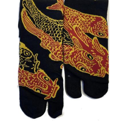 Chaussettes Japonaises noires carpes Koi