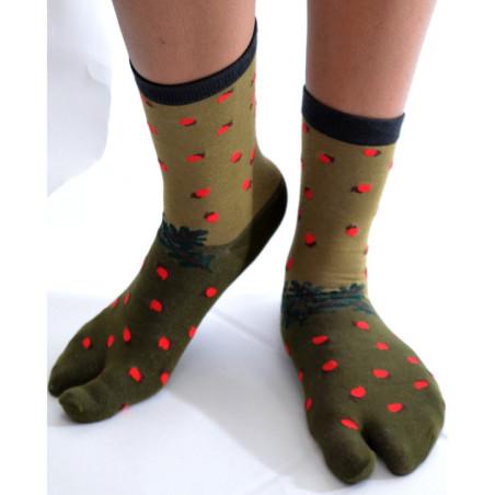 Chaussettes-japonaises-coton-les-petits-caprices-chenes-glands-rouges