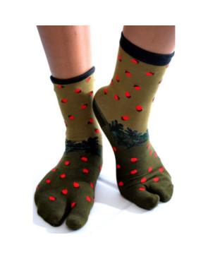 Chaussettes Japonaises chêne et glands rouges