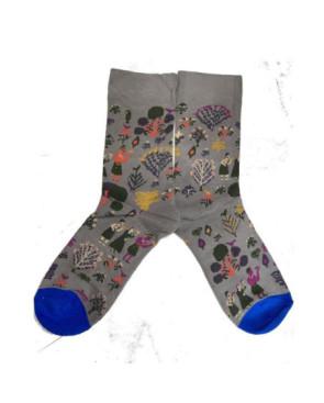 Chaussettes Grises Villages Tribales fleuris