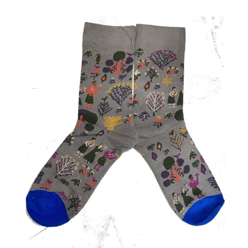Chaussettes Grises Villages Tribales fleuris