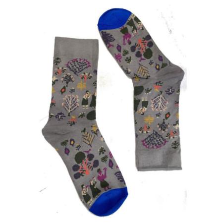 Chaussettes Grises Villages Tribales fleuris